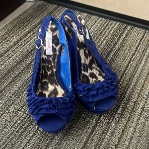 Qupid blue suede wedges size 6 1/2